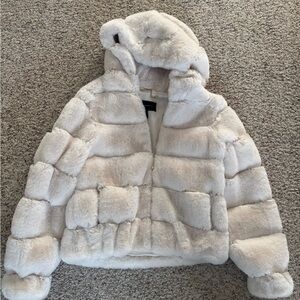 BCBGMaxAzria Plush Cream Teddy Jacket